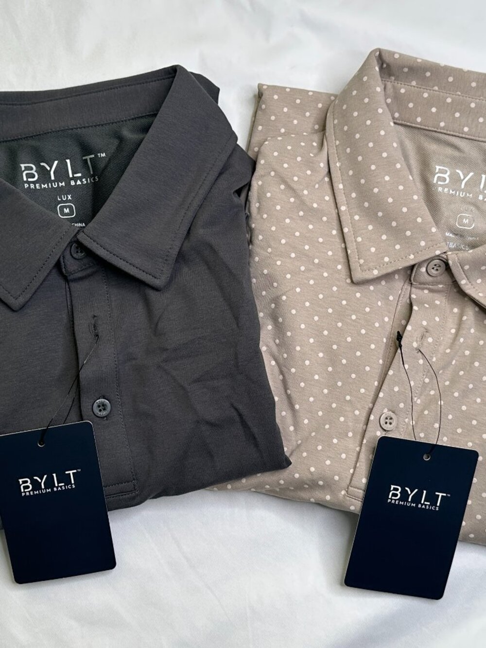 BYLT Mens M Drop Cut Short Sleeve Polo Shirt Lux Athleisure Casual Golf Lot of 2